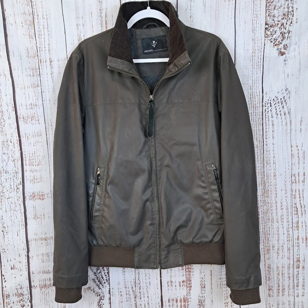 Walker Slater Vintage Mens Harrington Jacket Brown Coated Cotton Wool Lining M